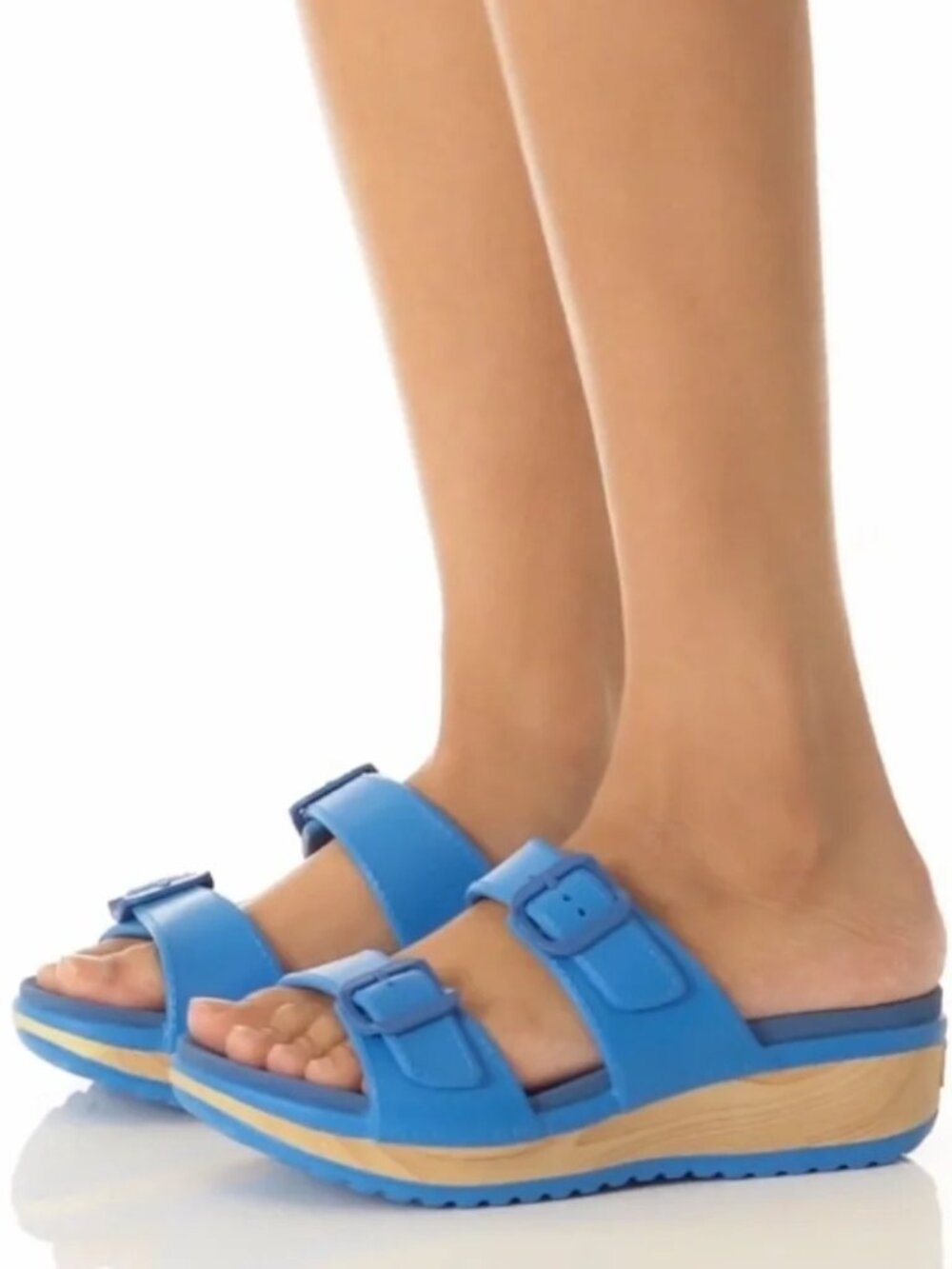 Dansko Kandi 2 Strap Buckle Slide Platform Sandal Comfort in Blue 8.5/9/EU 39